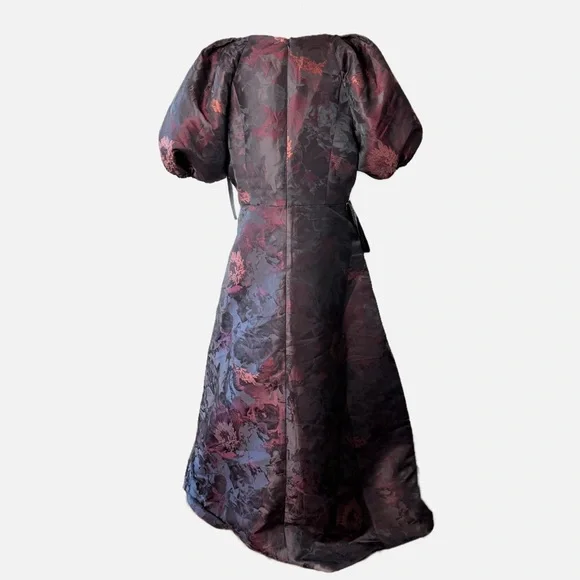 New KAY UNGER Purple Floral Jacquard Formal Black Tie Wedding Maxi Dress Size 18 - Picture 3 of 12